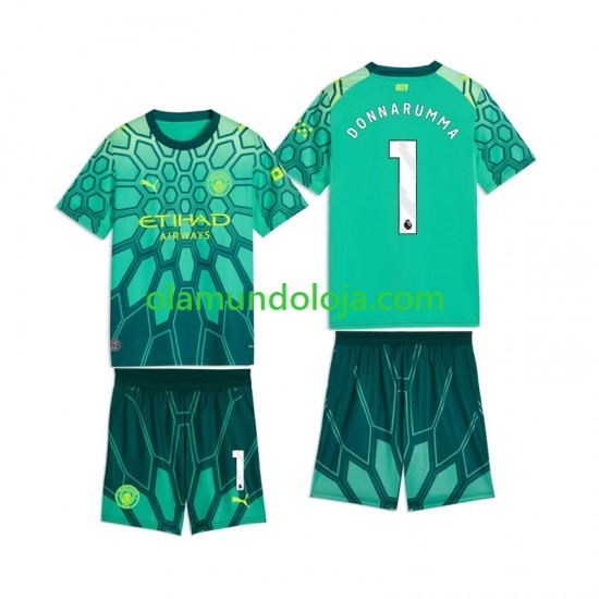 Camisola Manchester City Gianluigi Donnarumma 1 Guarda-redes Criança Equipamento Primeiro 2026-2027 Manga Curta
